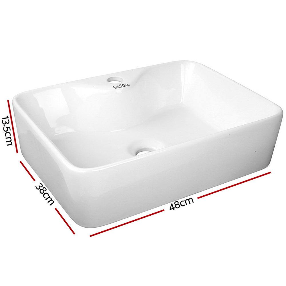 Cefito Bathroom Basin Ceramic Vanity Sink Hand Wash Bowl 48x38cm - TRENDZ