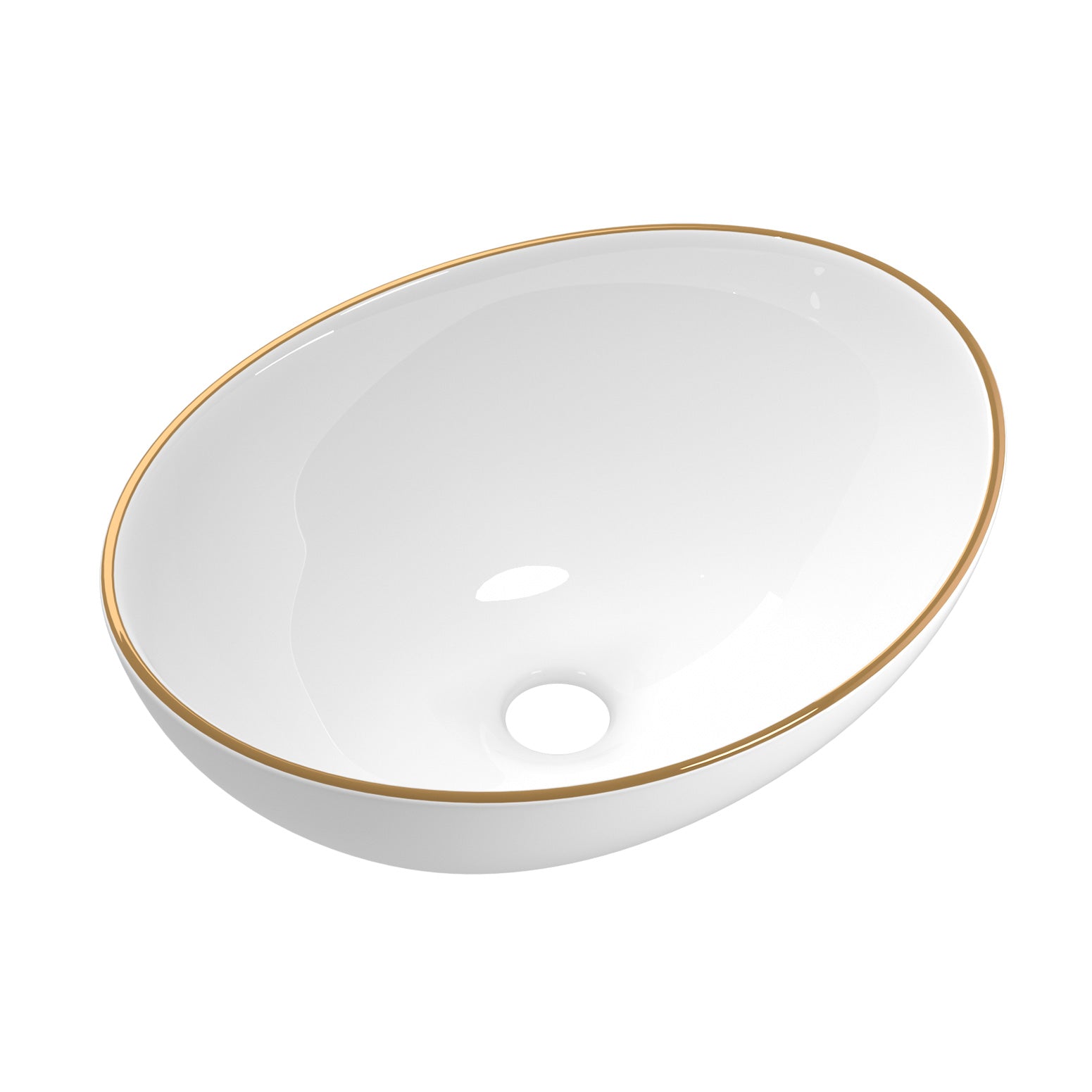 Cefito Bathroom Basin Ceramic Vanity Sink Hand Wash Bowl Gold Line 41x34cm - TRENDZ