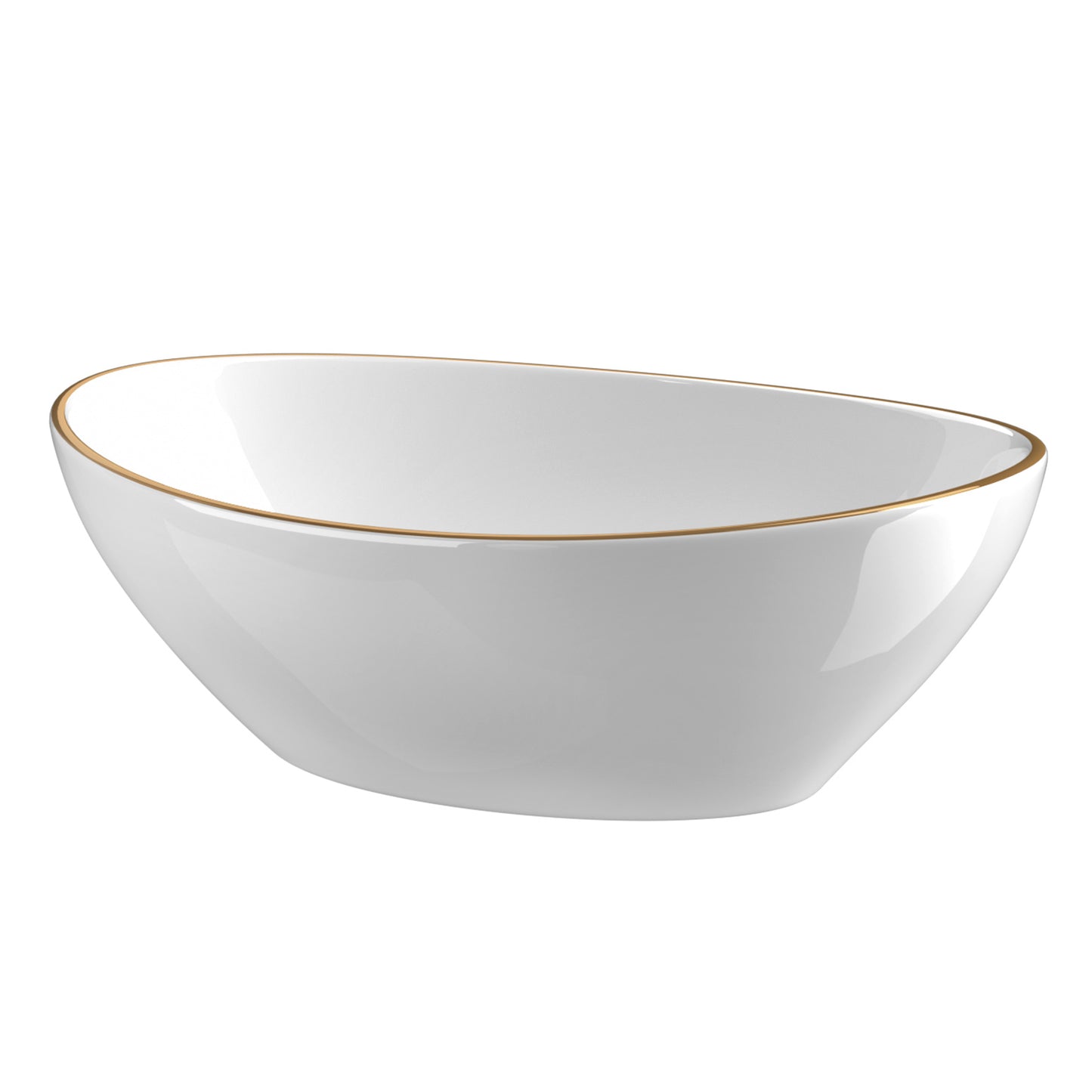 Cefito Bathroom Basin Ceramic Vanity Sink Hand Wash Bowl Gold Line 41x34cm - TRENDZ