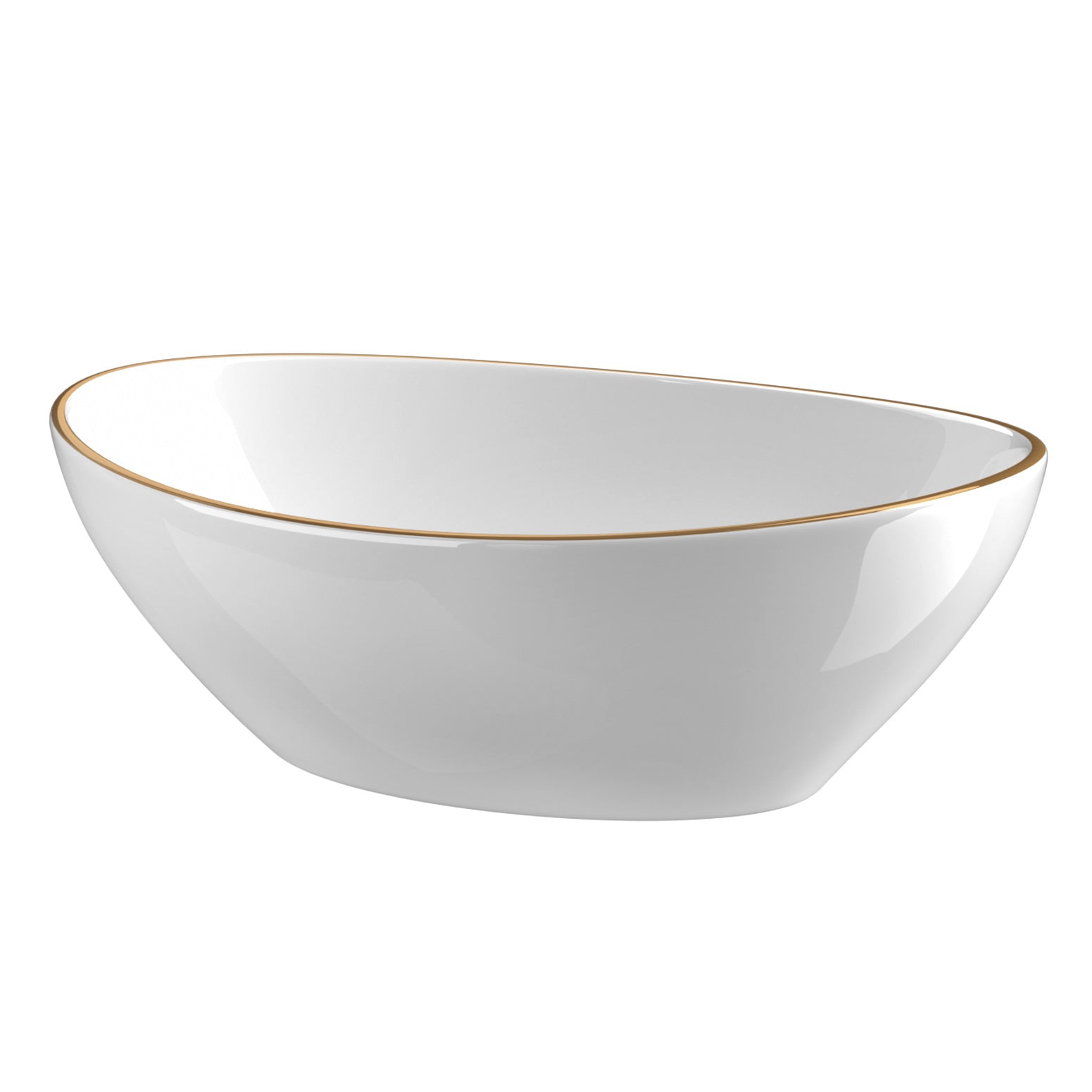 Cefito Bathroom Basin Ceramic Vanity Sink Hand Wash Bowl Gold Line 41x34cm - TRENDZ