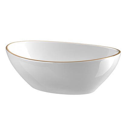 Cefito Bathroom Basin Ceramic Vanity Sink Hand Wash Bowl Gold Line 41x34cm - TRENDZ