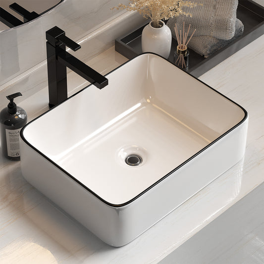 Cefito Bathroom Basin Ceramic Vanity Sink Hand Wash Bowl Above Counter 48x37cm - TRENDZ