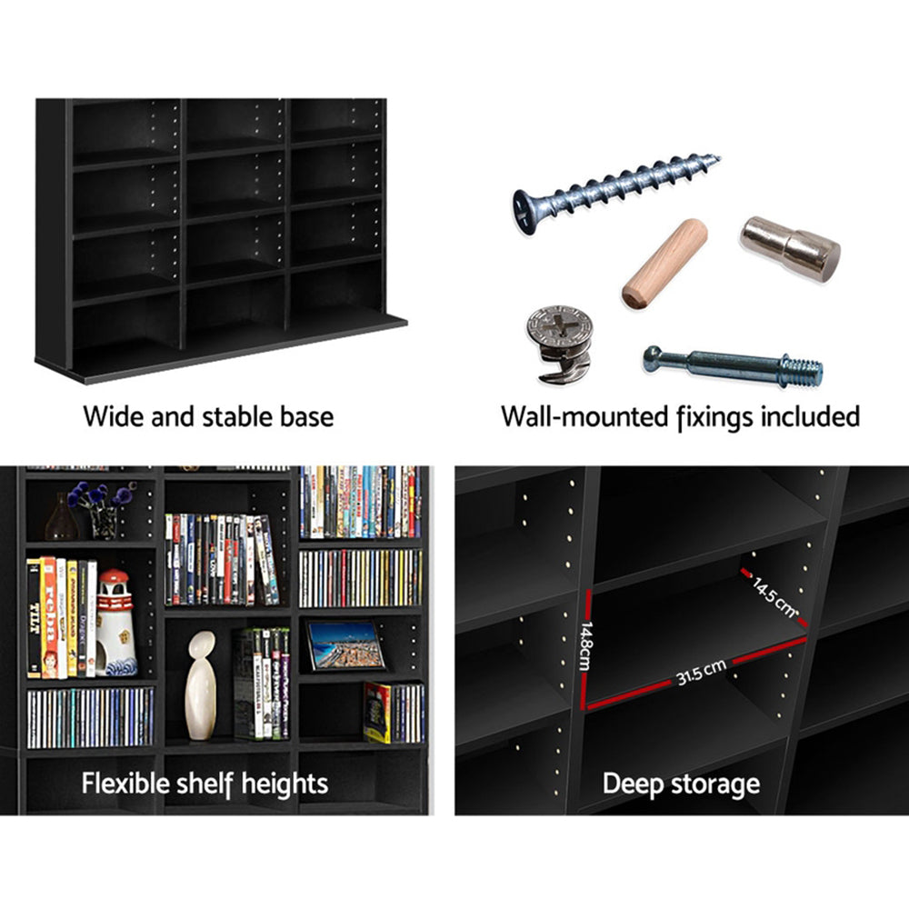 Artiss Bookshelf CD Storage Rack - BERT Black - TRENDZ