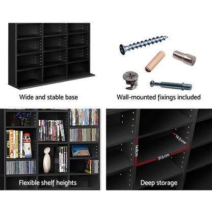 Artiss Bookshelf CD Storage Rack - BERT Black - TRENDZ