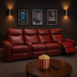 Chicago 4 Seat Home Theatre Genuine Leather Lounge with all Electric Recliners & 4 Cup Holders Red
