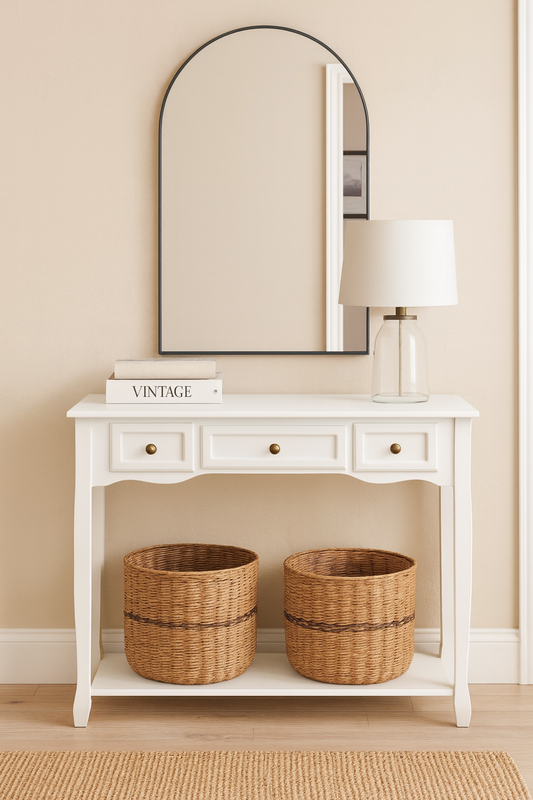 Artiss Console Table 3 Drawers White Hamptons