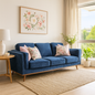 3 Seater Sofa Soft Blue in Soft Blue Velvet Fabric Lounge Set for Living Room Couch with Wooden Frame