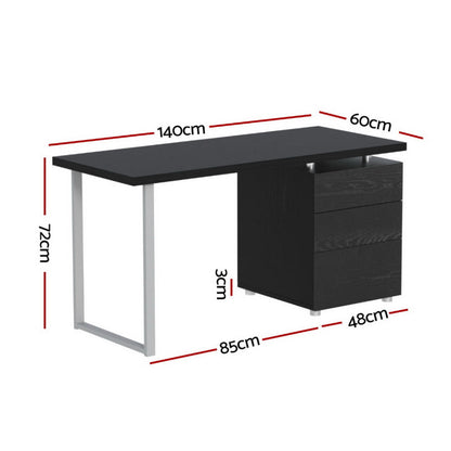 Artiss Computer Desk Drawer Black 140CM - TRENDZ