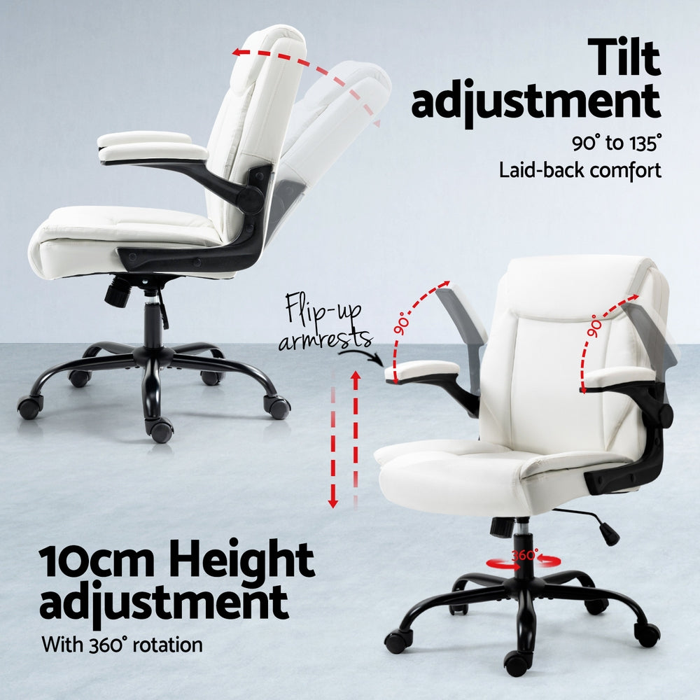Artiss Computer Desk Executive Office Chair Set | White