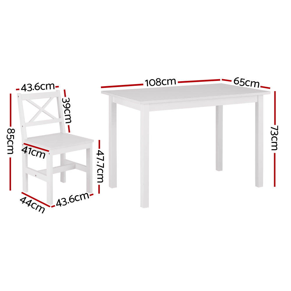 Artiss Dining Chairs and Table Dining Set 4 Cafe Chairs Set Of 5 4 Seater White - TRENDZ