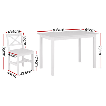 Artiss Dining Chairs and Table Dining Set 4 Cafe Chairs Set Of 5 4 Seater White - TRENDZ