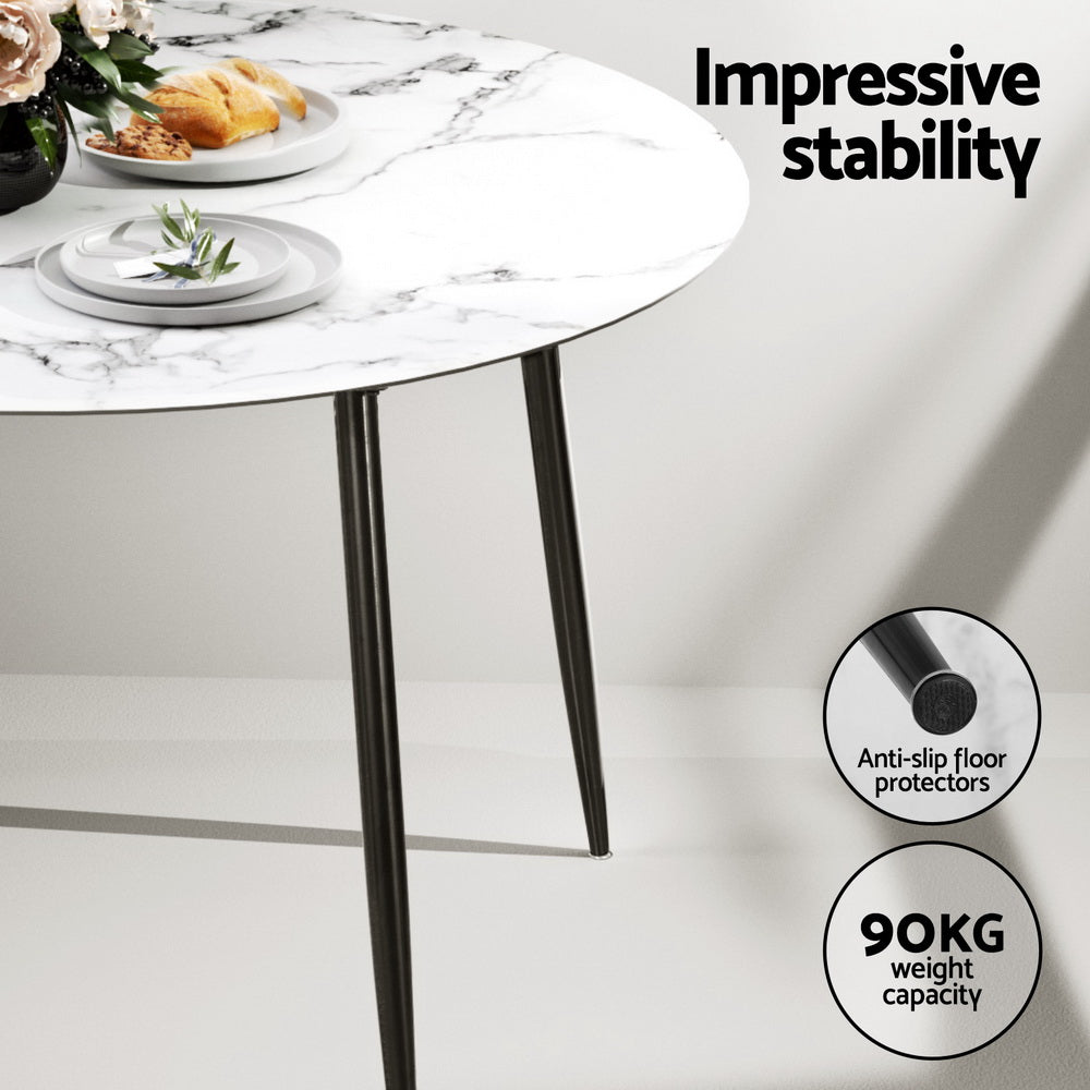 1 Artiss Dining Table and 4 Chairs Set Marble Black - TRENDZ