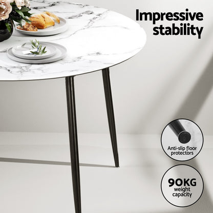 1 Artiss Dining Table and 4 Chairs Set Marble Grey - TRENDZ