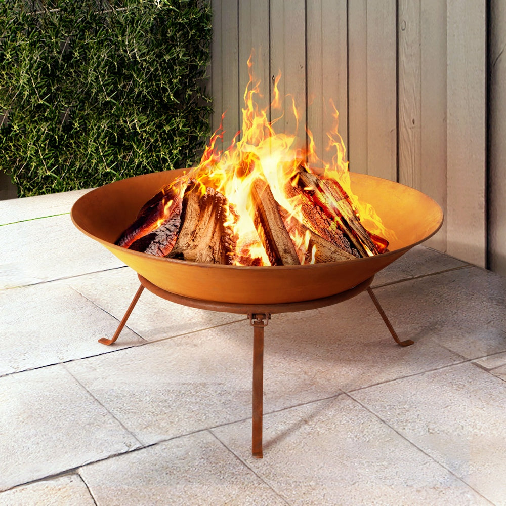 Grillz 70cm Fire Pit Rustic Iron Bowl Outdoor - TRENDZ