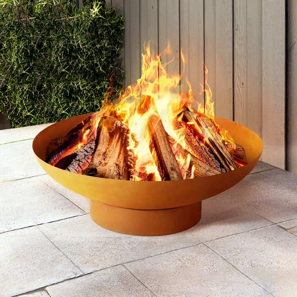 Grillz Fire Pit Iron Bowl 80cm Outdoor Patio Fireplace - TRENDZ