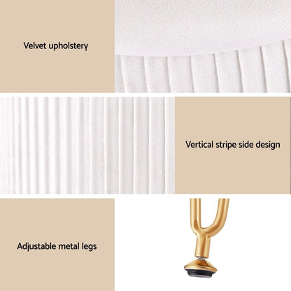 Artiss Ottoman Storage Foot Stool Vanity Velvet Round White - TRENDZ