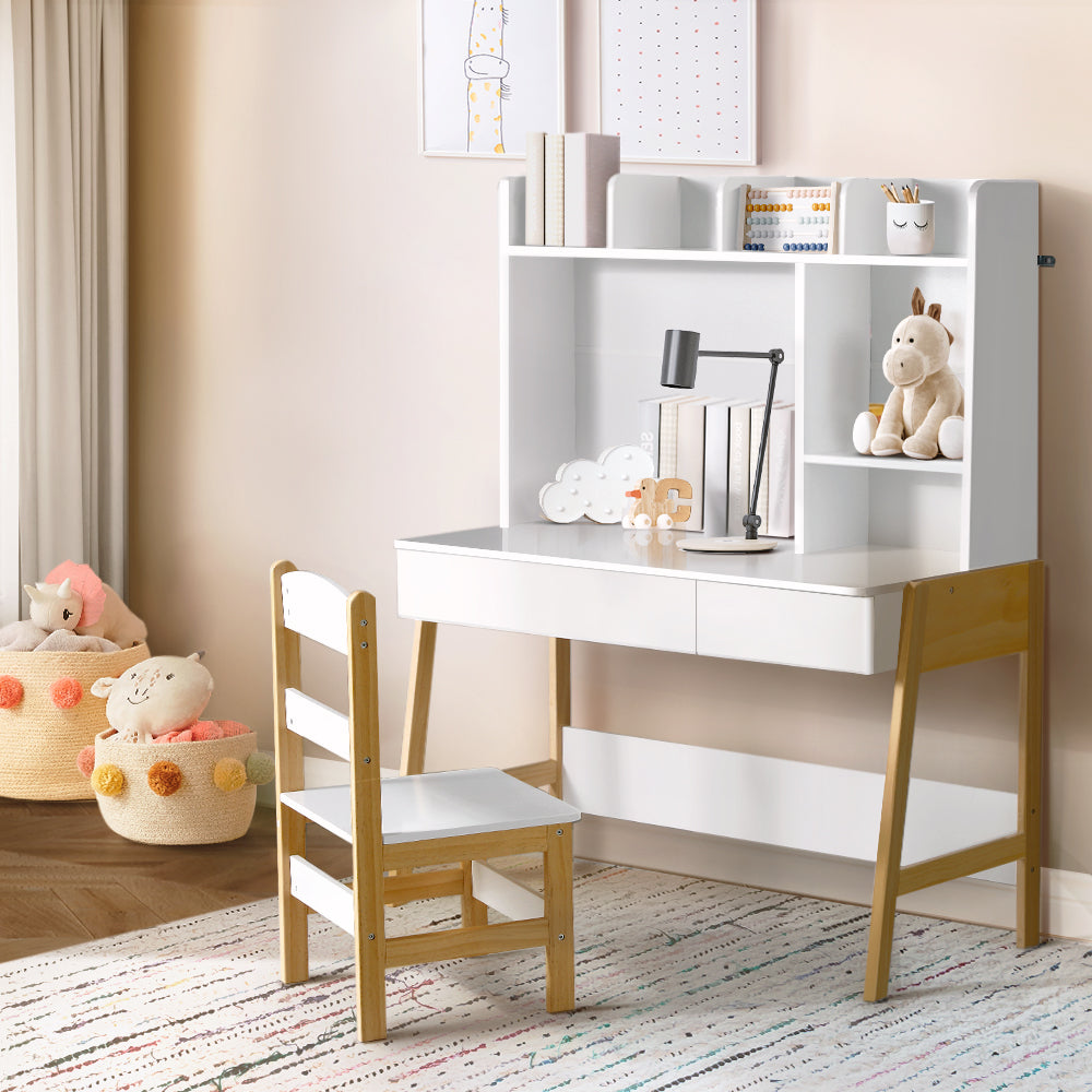 Keezi 2PCS Kids Table and Chairs Set Study Activity Toys Storage Desk Drawer - TRENDZ