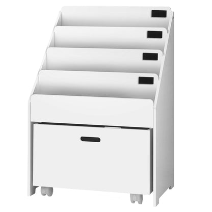 Keezi 4 Tiers Kids Bookshelf Storage Organiser Children Bookcase Drawers Display - TRENDZ