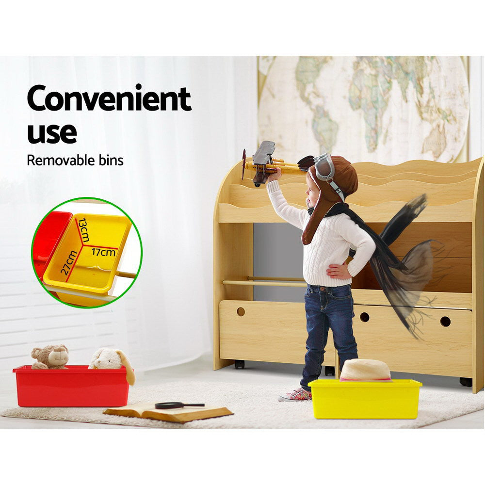 Keezi 3 Tiers Kids Bookshelf Storage Children Bookcase Toy Box Organiser Display - TRENDZ
