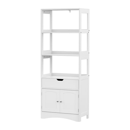 Artiss Bathroom Floor Storage Cabinet with 2 Drawers 3 Open Shelves 2 Doors White - TRENDZ