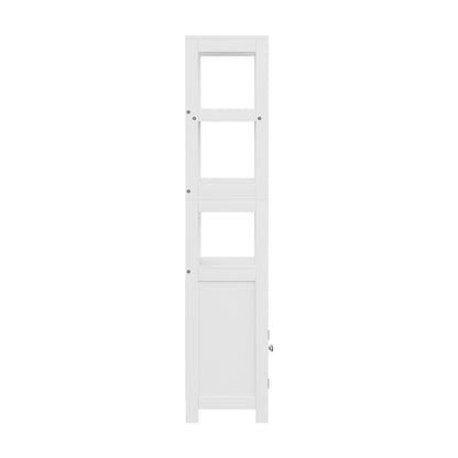 Artiss Bathroom Floor Storage Cabinet with 2 Drawers 3 Open Shelves 2 Doors White - TRENDZ