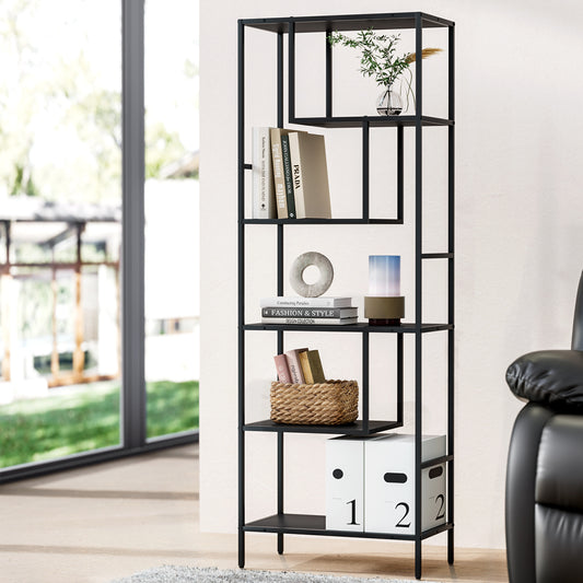 Artiss Bookshelf 5 Tiers RHYS Black - TRENDZ