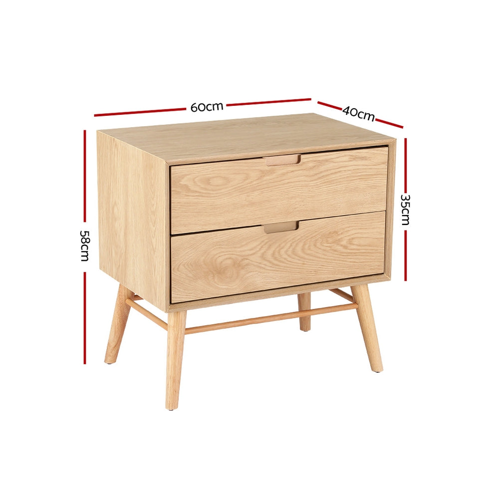 Artiss Bedside Table Drawers Side End Table Storage Cabinet Nightstand Oak GINO - TRENDZ