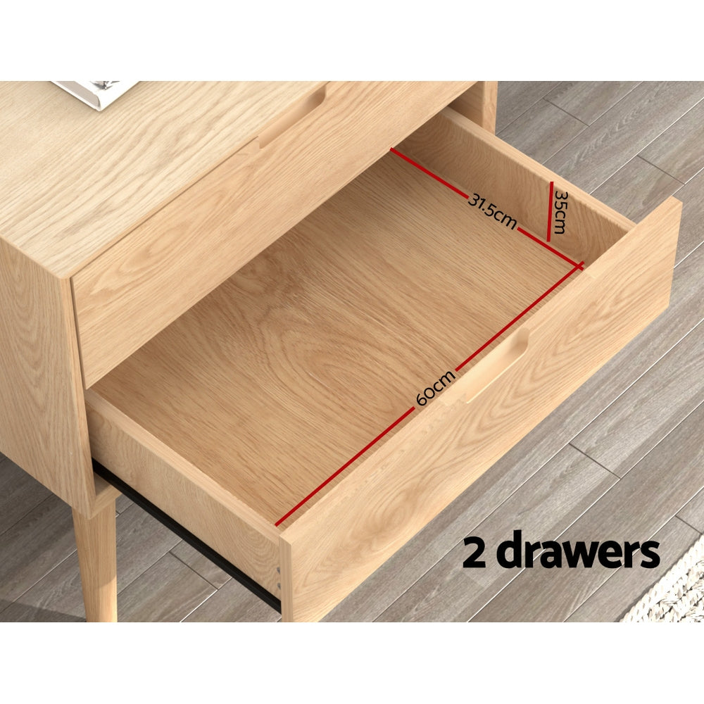Artiss Bedside Table Drawers Side End Table Storage Cabinet Nightstand Oak GINO - TRENDZ