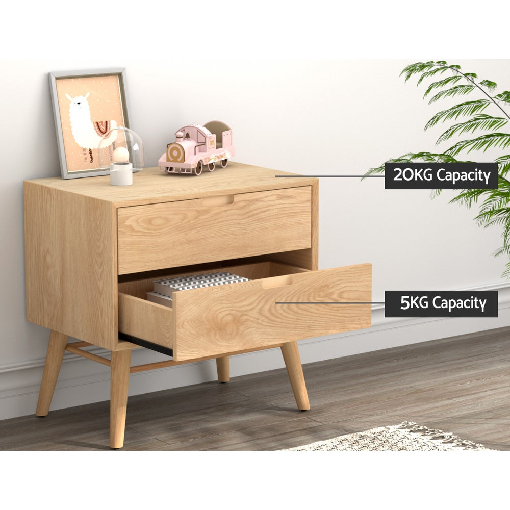 Artiss Bedside Table Drawers Side End Table Storage Cabinet Nightstand Oak GINO - TRENDZ