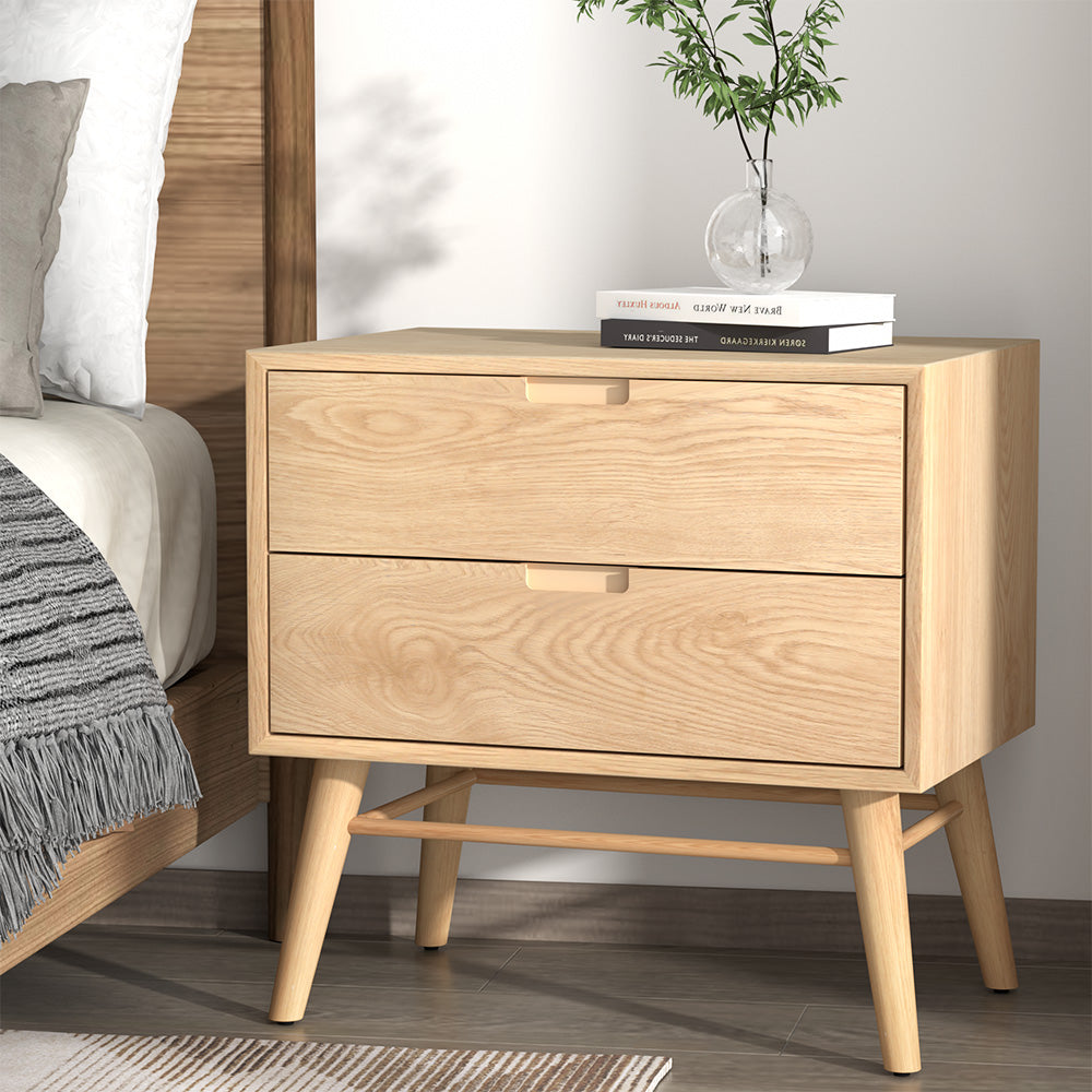 Artiss Bedside Table Drawers Side End Table Storage Cabinet Nightstand Oak GINO - TRENDZ