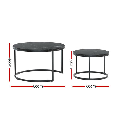 Artiss Nesting Coffee Table Set of 2 Marble Effect Tika - TRENDZ