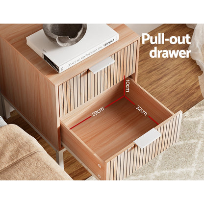Artiss Bedside Table Drawers Side End Table Storage Cabinet Nightstand Pine LURA - TRENDZ
