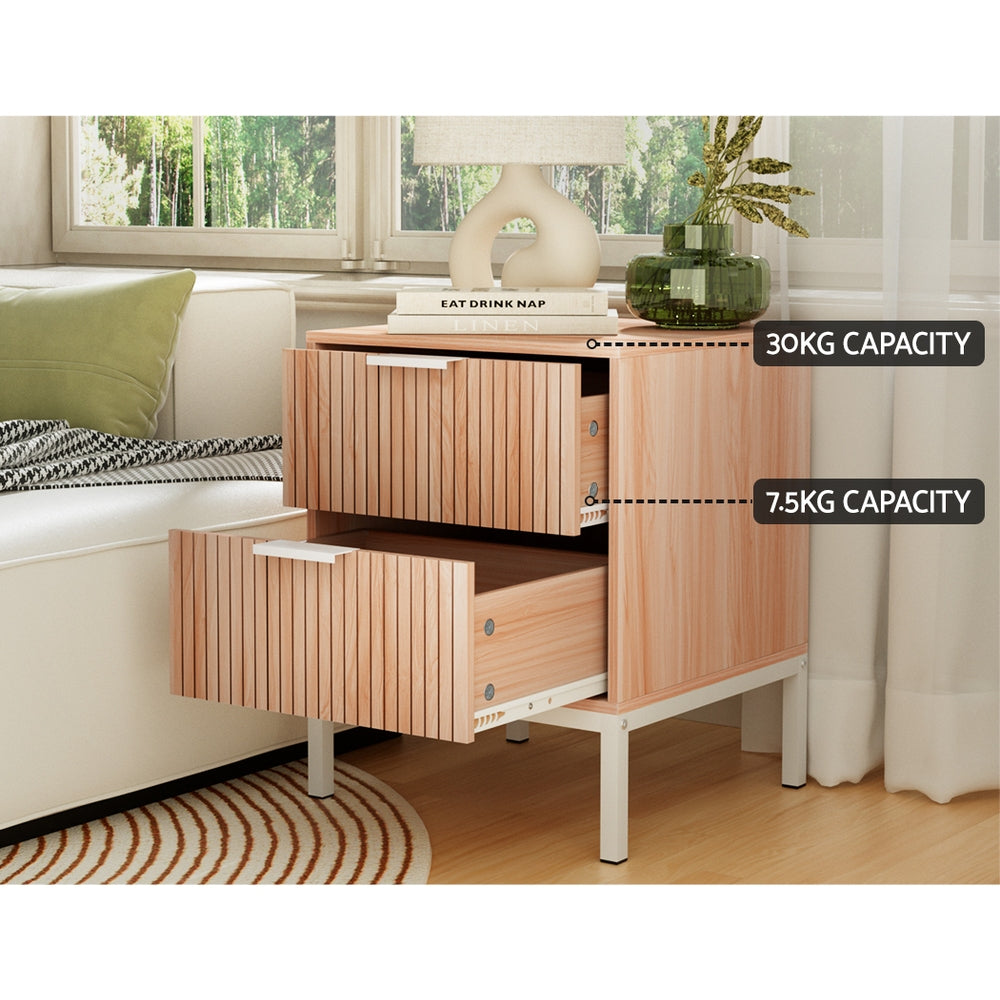 Artiss Bedside Table Drawers Side End Table Storage Cabinet Nightstand Pine LURA - TRENDZ