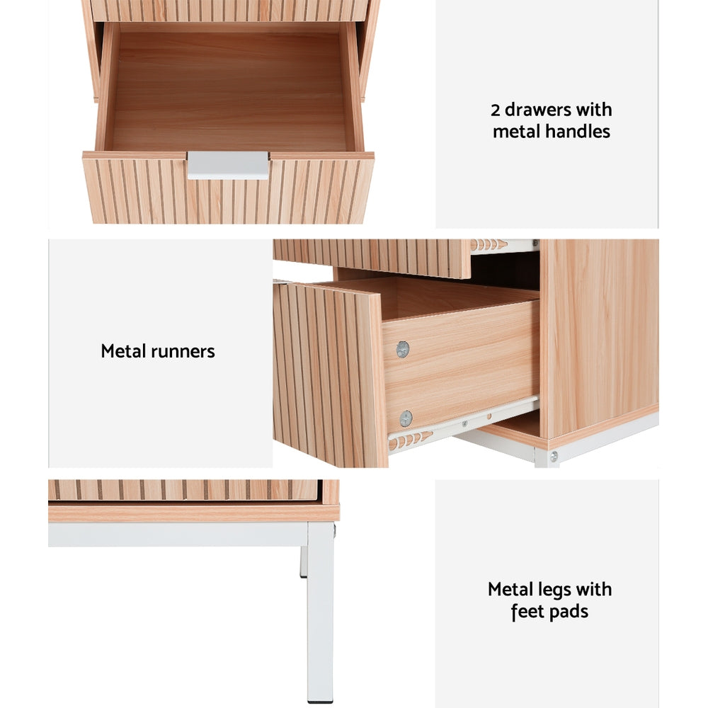 Artiss Bedside Table Drawers Side End Table Storage Cabinet Nightstand Pine LURA - TRENDZ