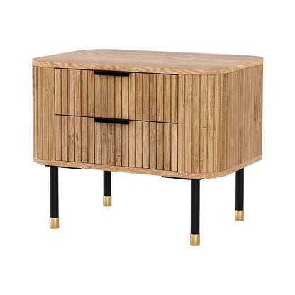 Artiss Bedside Table 2 Drawers Paulownia Wood Pine - TRENDZ