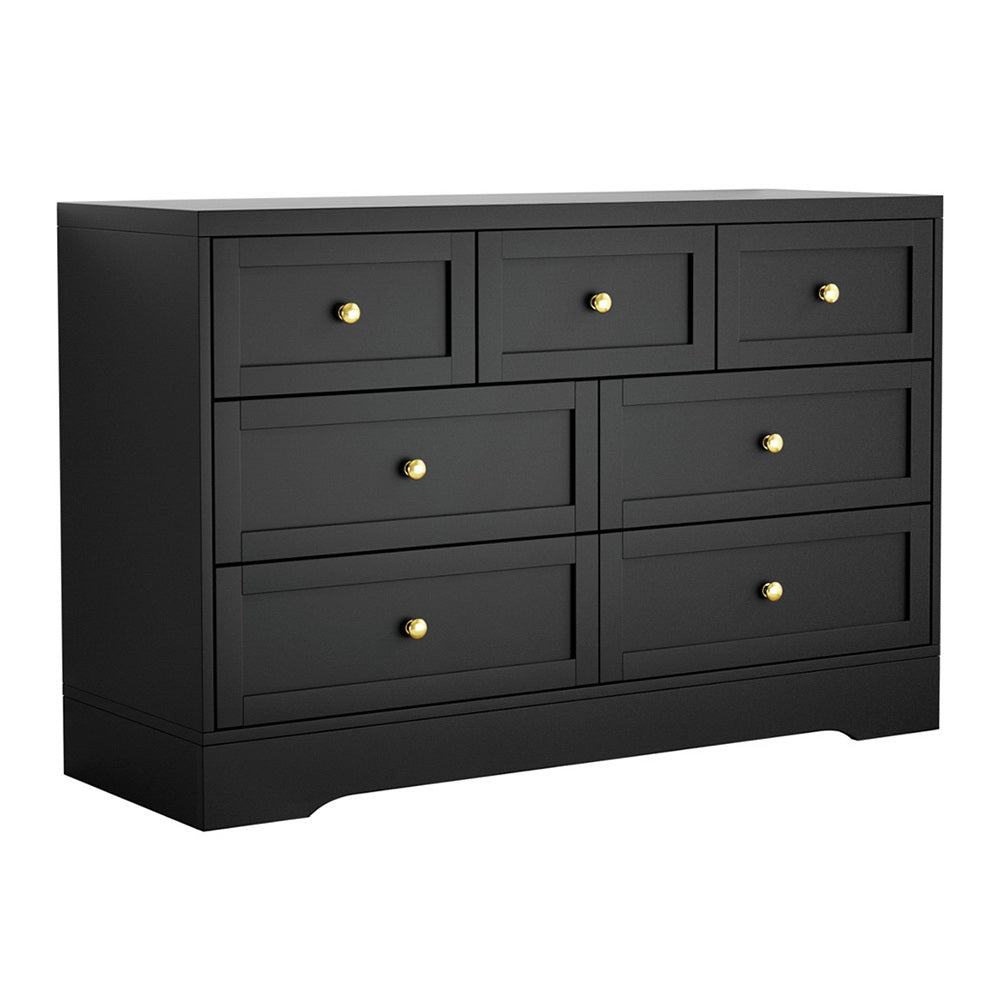 Artiss 7 Chest of Drawers Dresser Table Black - TRENDZ