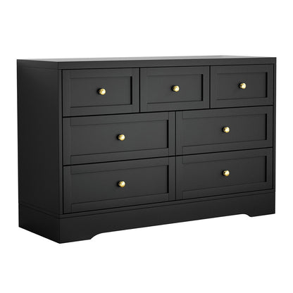 Artiss 7 Chest of Drawers Dresser Table Black - TRENDZ