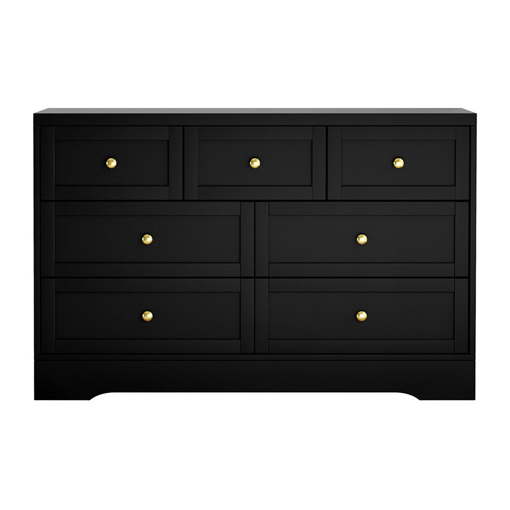 Artiss 7 Chest of Drawers Dresser Table Black - TRENDZ