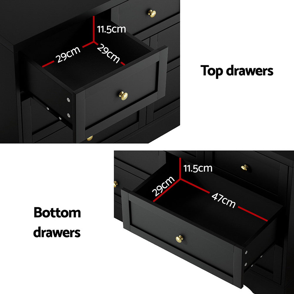 Artiss 7 Chest of Drawers Dresser Table Black - TRENDZ