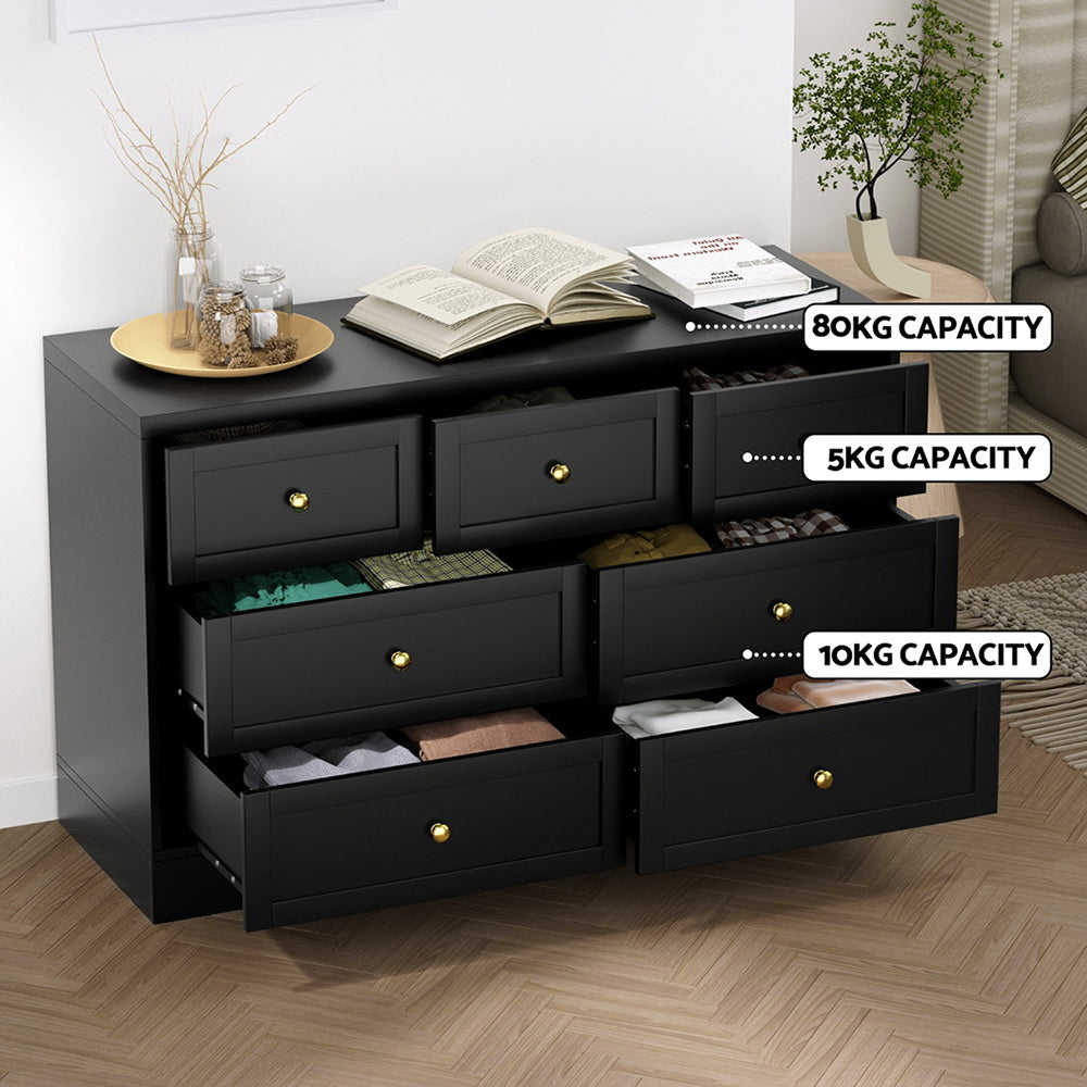 Artiss 7 Chest of Drawers Dresser Table Black - TRENDZ