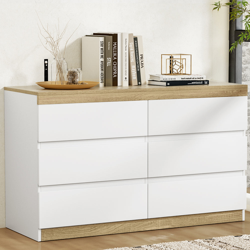 Artiss 6 Chest of Drawers Cabinet Dresser Table Tallboy Storage Bedroom White - TRENDZ