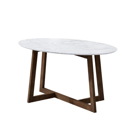 Artiss Coffee Table Oval Marble Effect - TRENDZ