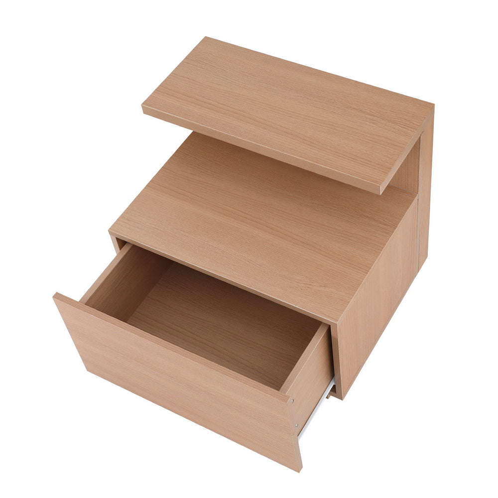 Artiss Bedside Table 1 Drawer - Pine - TRENDZ