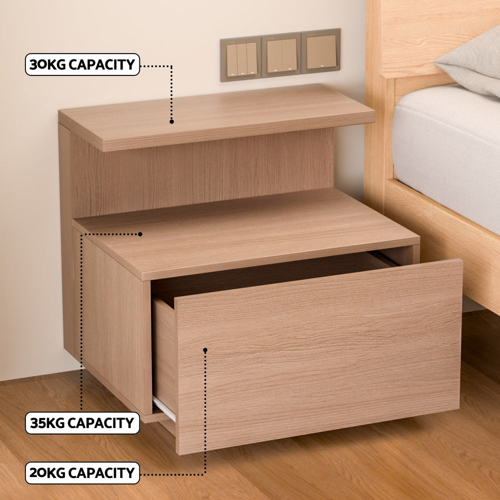 Artiss Bedside Table 1 Drawer - Pine - TRENDZ