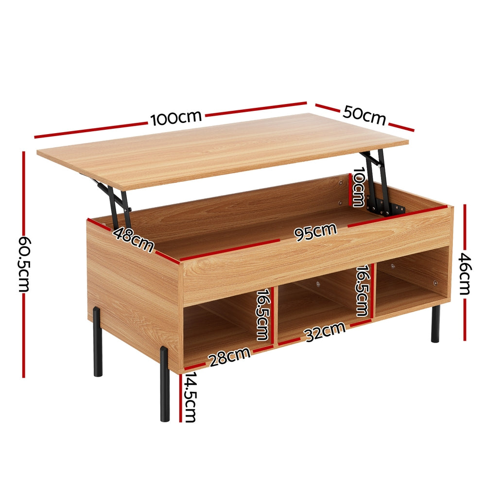 Artiss Coffee Table Lift-top Oak - TRENDZ