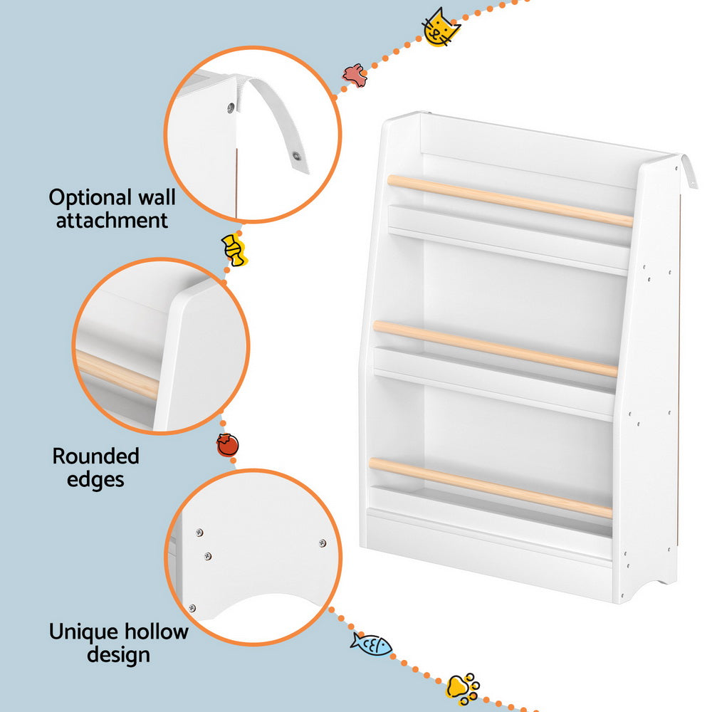 Keezi Kids Bookshelf 3 Tiers Storage Children Bookcase Organiser Display Shelf - TRENDZ