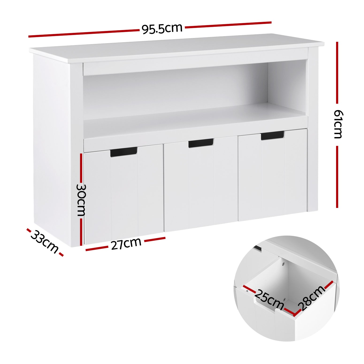 Keezi Kids Bookshelf 3 Drawers Storage Children Bookcase Toy Organiser Display - TRENDZ