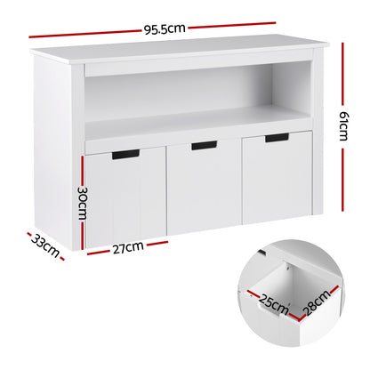 Keezi Kids Bookshelf 3 Drawers Storage Children Bookcase Toy Organiser Display - TRENDZ
