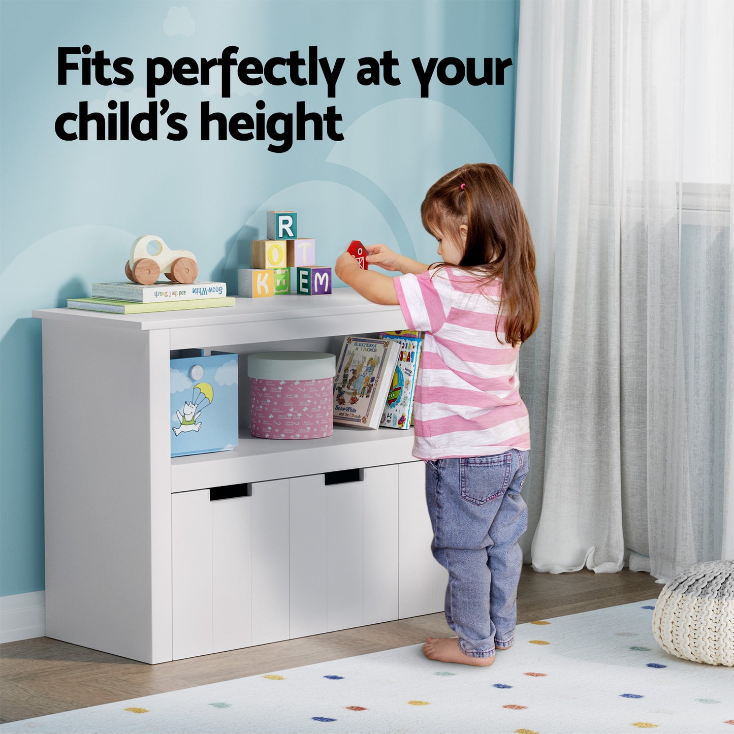 Keezi Kids Bookshelf 3 Drawers Storage Children Bookcase Toy Organiser Display - TRENDZ