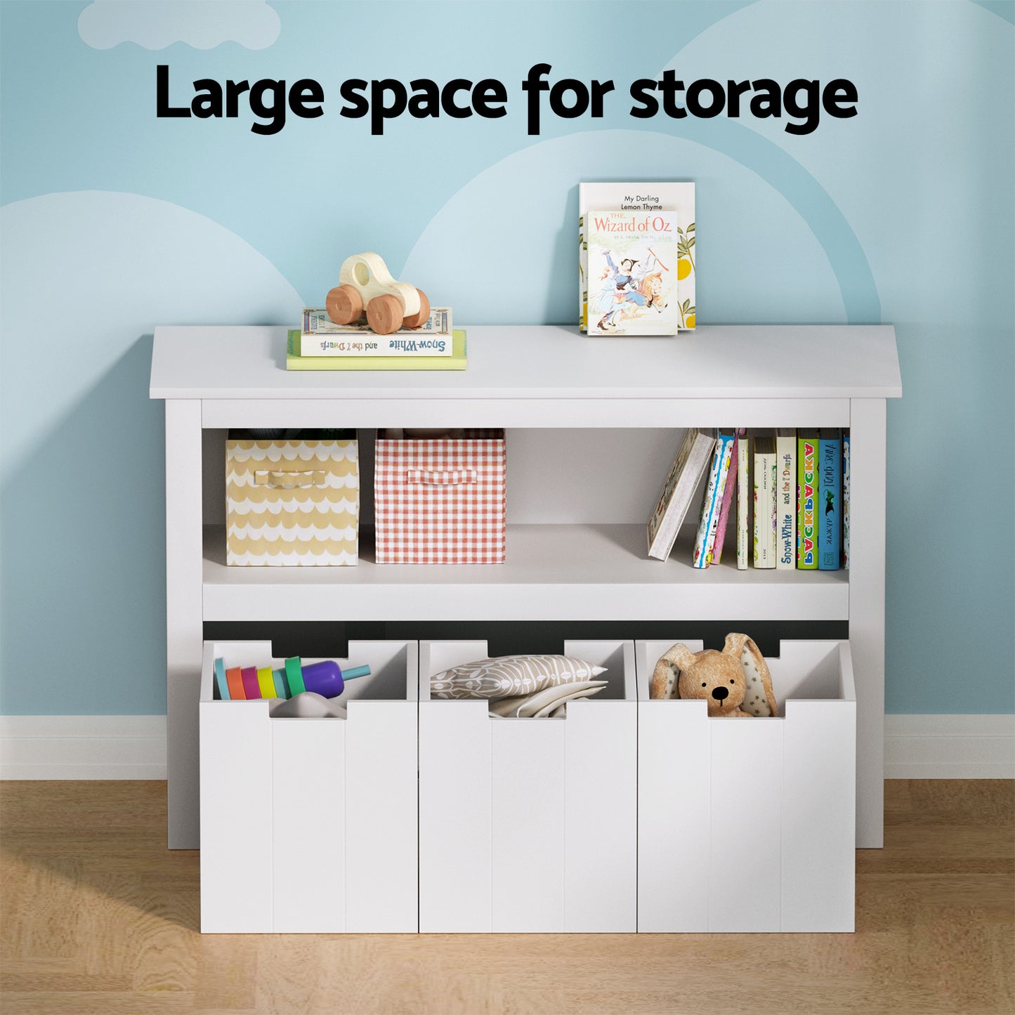 Keezi Kids Bookshelf 3 Drawers Storage Children Bookcase Toy Organiser Display - TRENDZ